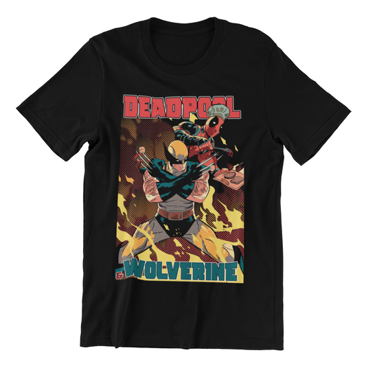 Camiseta Deadpool VS Wolverine Fire